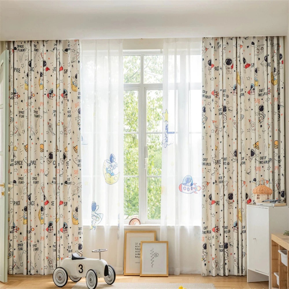 Home Office Rate 2025 - Vibrant Space Themed Window Blackout Curtains