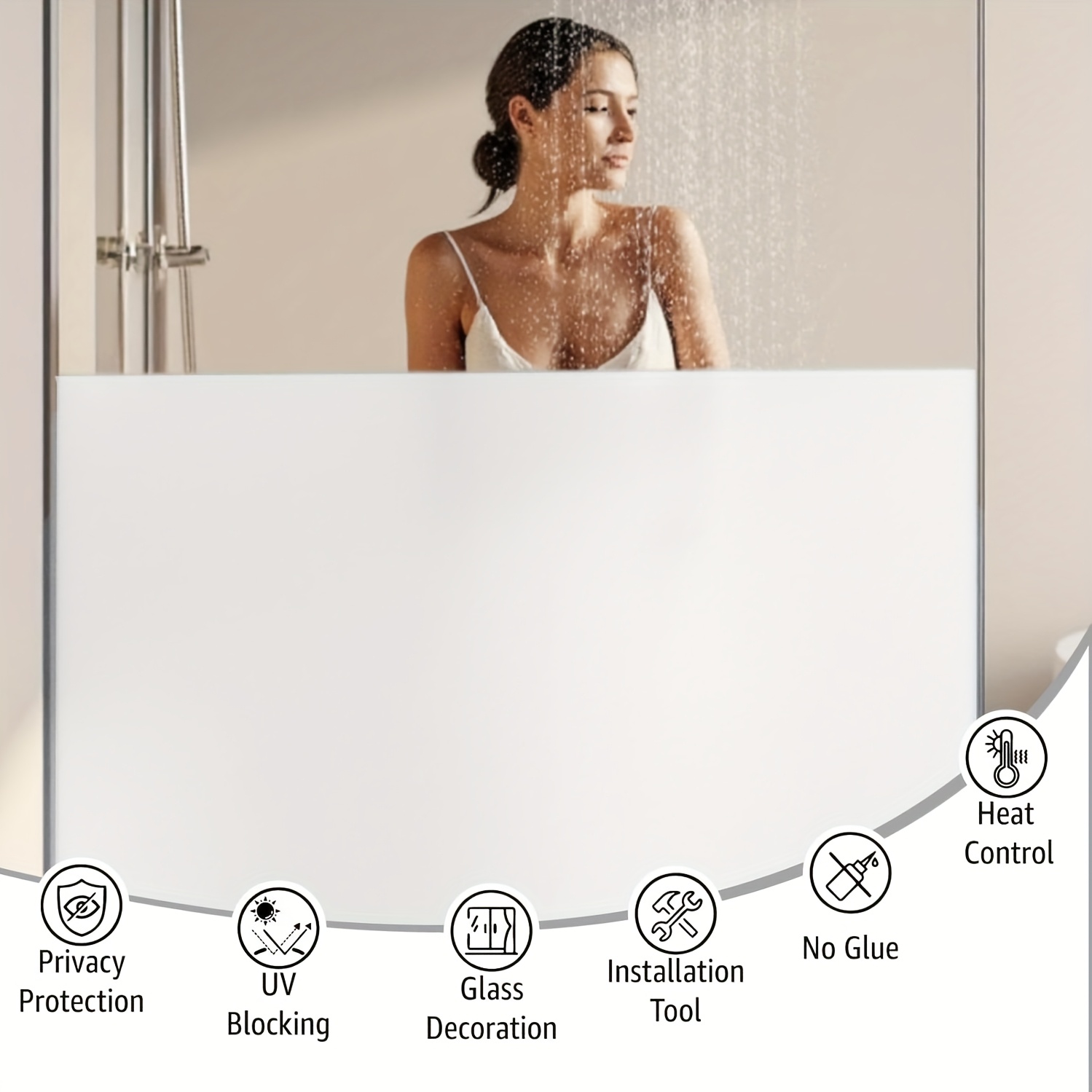 Home Office Ideas - White Frosted Privacy Window Film Static