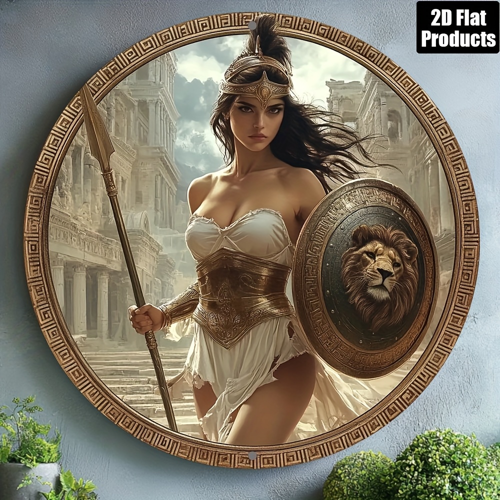 Home Office Ideas - Vintage Greek Warrior Round Aluminum Wall