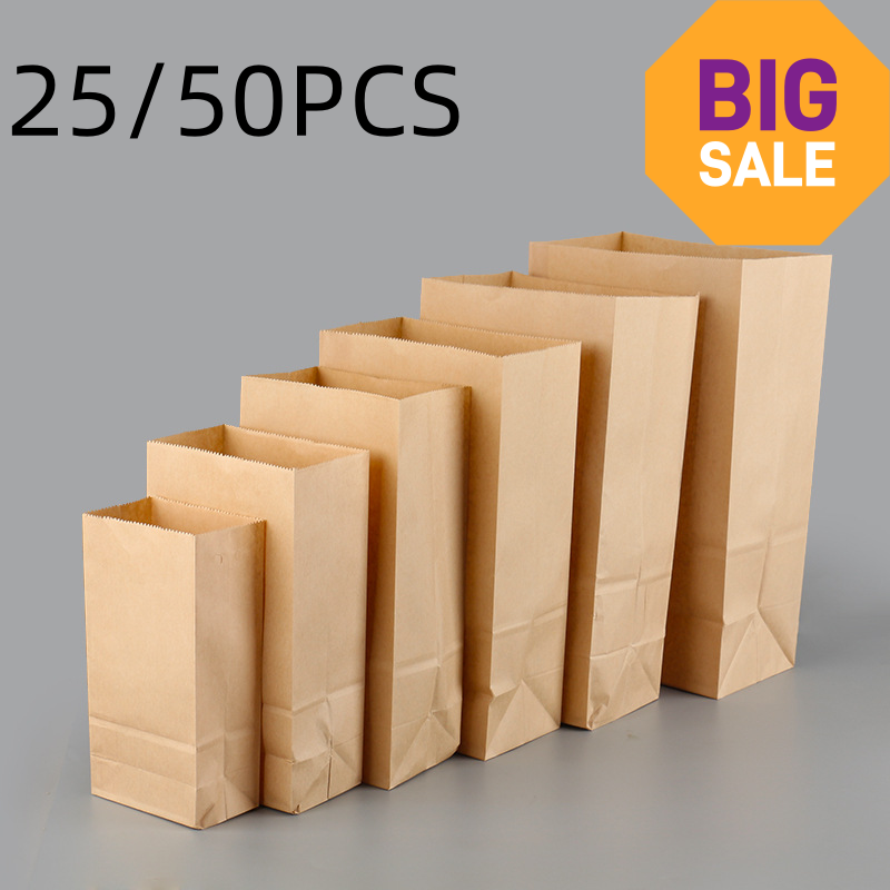 25/50pcs Brown Kraft Paper Bag - Home Office Number review and price