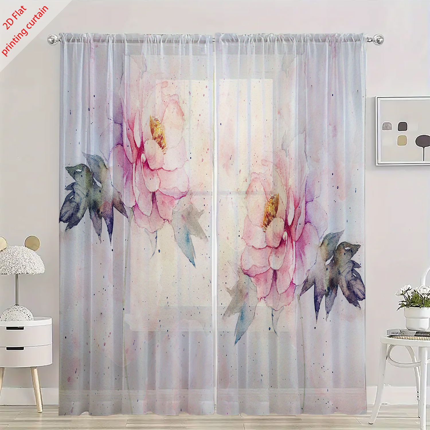 Pink tulip print transparent g - Home Office Windows review and price