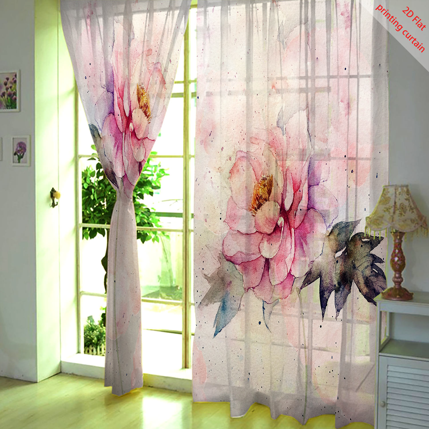 Pink tulip print transparent g - Home Office Windows review and price