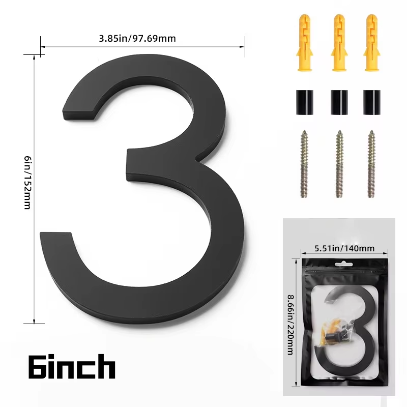 1pc Black Floating House Numbe - Home Office Number review and price