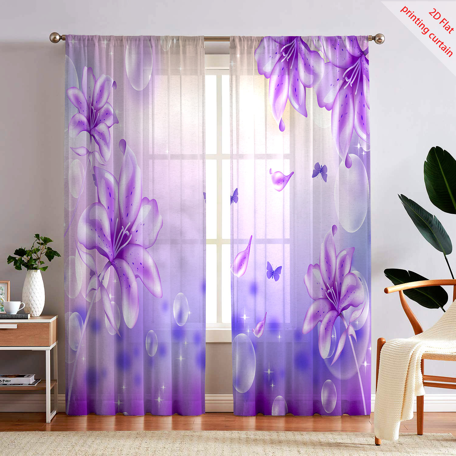 Purple Flower Printed Transpar - Home Office Windows review and price