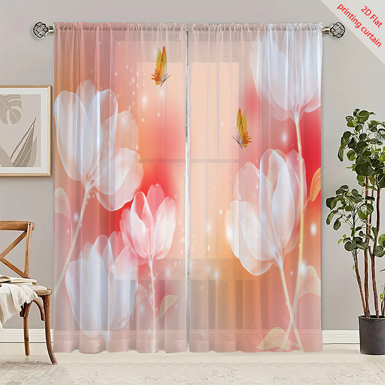 Purple Flower Printed Transpar - Home Office Windows review and price