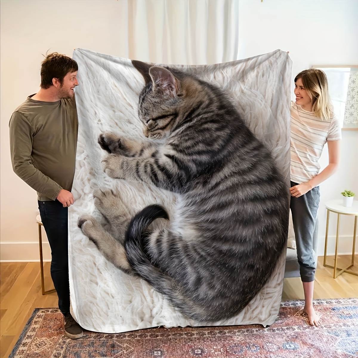 Sleeping Cat Flannel Blanket,  - Home Office Design Ideas review and price