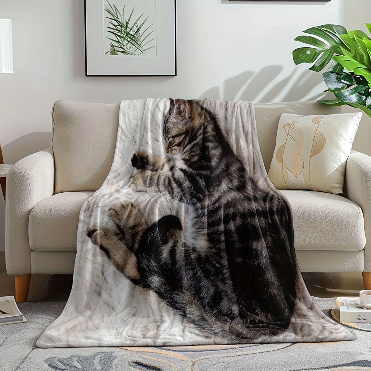 Sleeping Cat Flannel Blanket,  - Home Office Design Ideas review and price